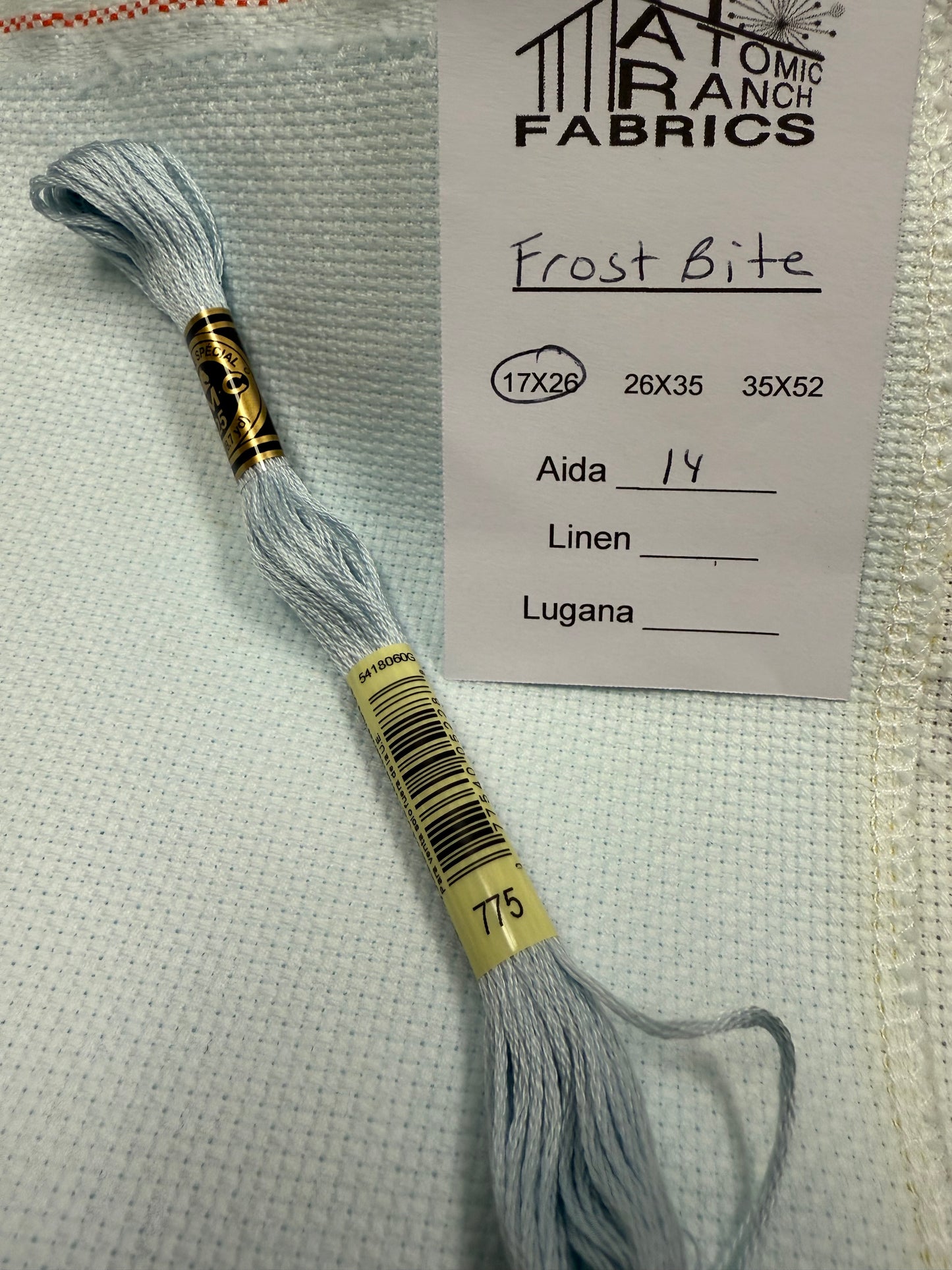 14 ct Aida Frost Bite by Atomic ranch Fabrics 16.5 x 18.5”