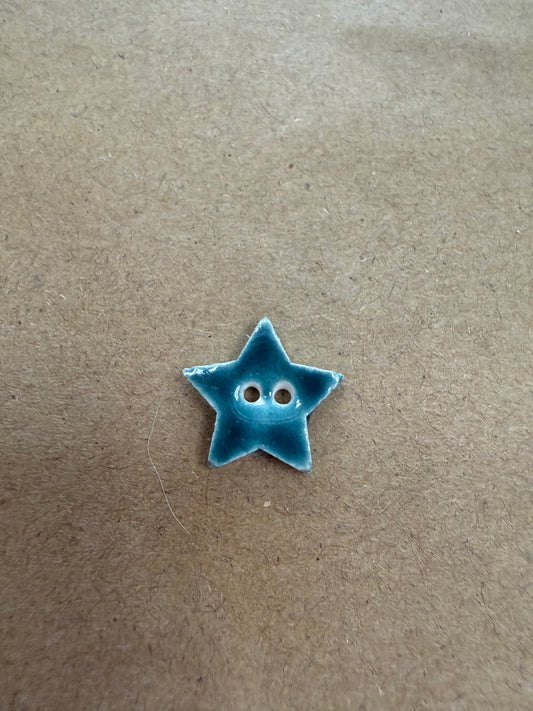 Star, teal small porcelain button, Mill Hill