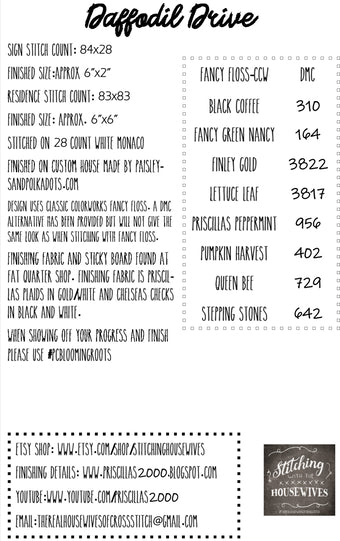 Daffodil Drive - March Blooming Roots- Stitching with the Housewives