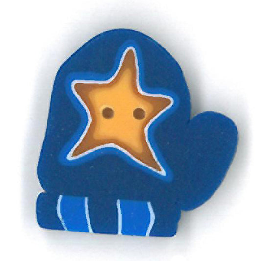 Blue Mitten with star, Small- 4421.S- Just Another Button Company