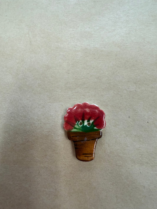 Geranium Pot Button by Mill Hill