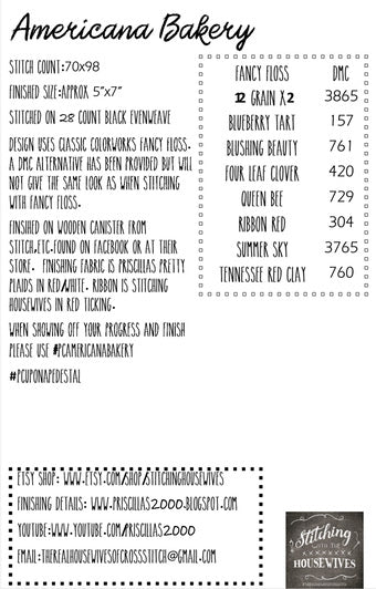 Americana Bakery- Up on a Pedestal Series - Stitching with the Housewives