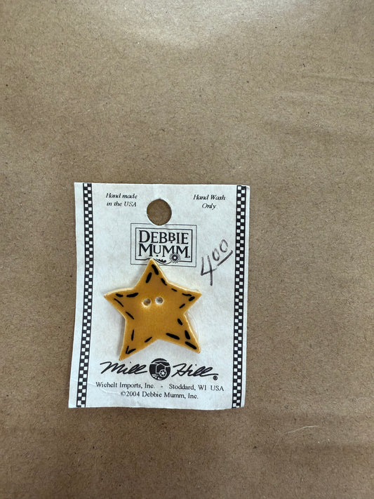 Gold Star Quilt stitched button for Debbie Mumm 43015 Mill Hill
