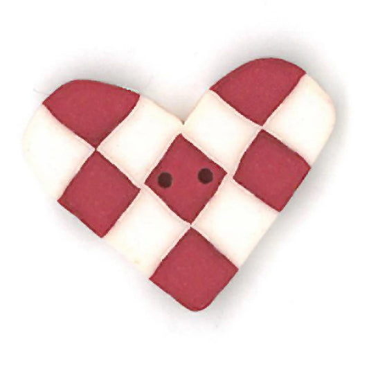 Red & White checked Heart, Small-3368.S- Just Another Button Company