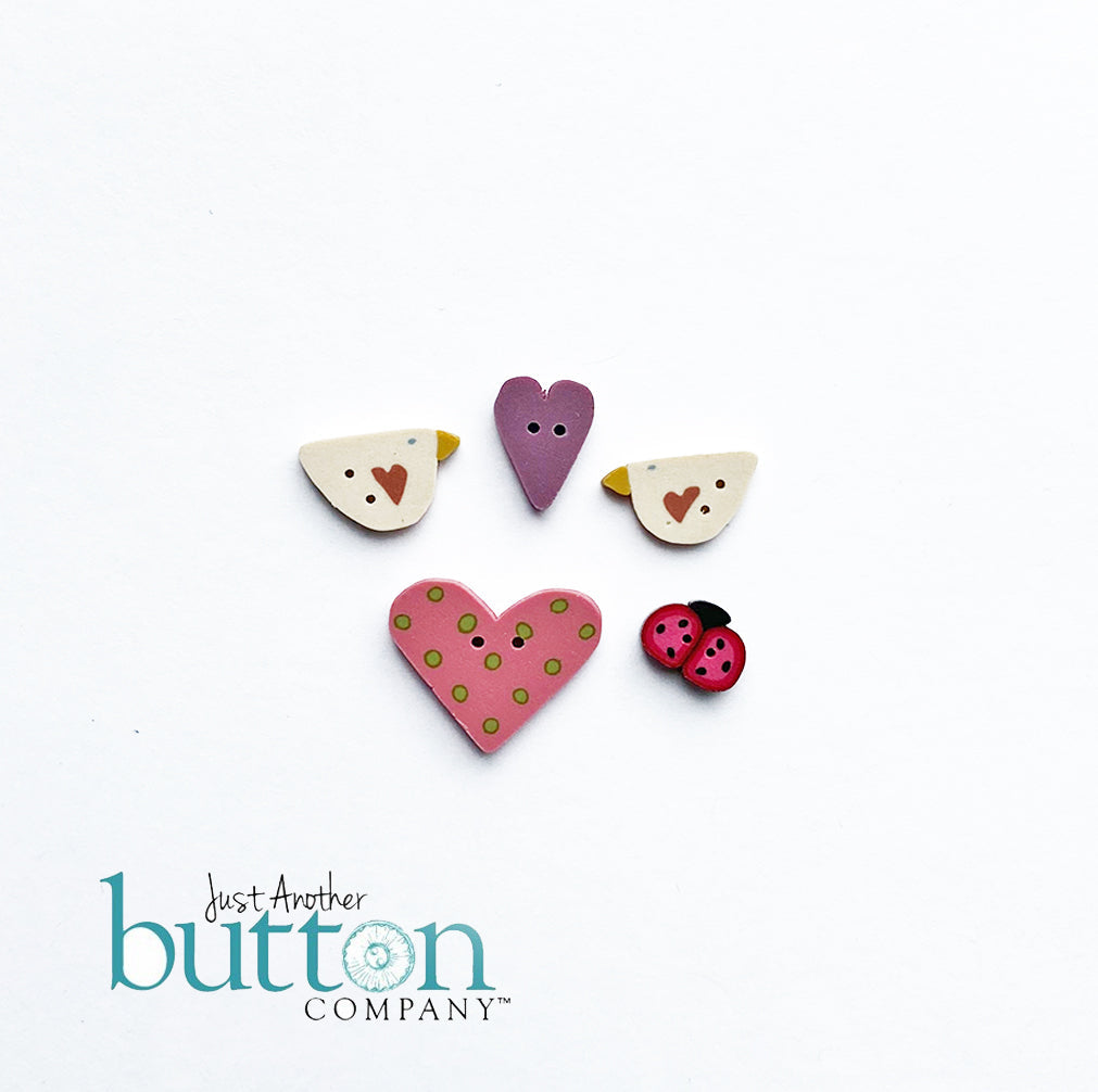 Heart Bag button pack -Shepherd’s Bush design- Just Another Button Company