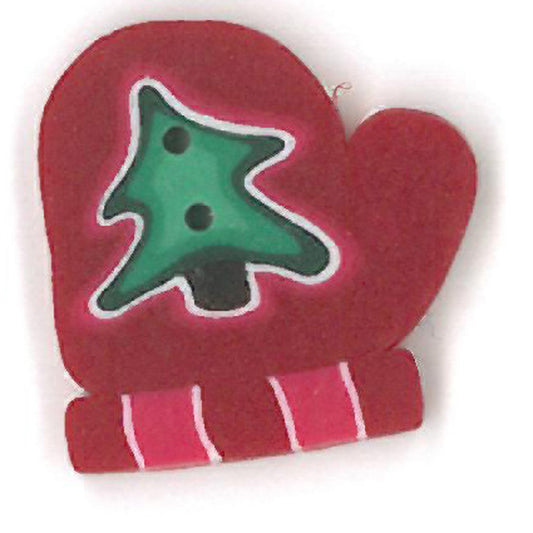 Red mitten with tree, Small-4423.S- Just Another Button Companyew