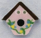 Pink birdhouse button by Mill Hill, 86174