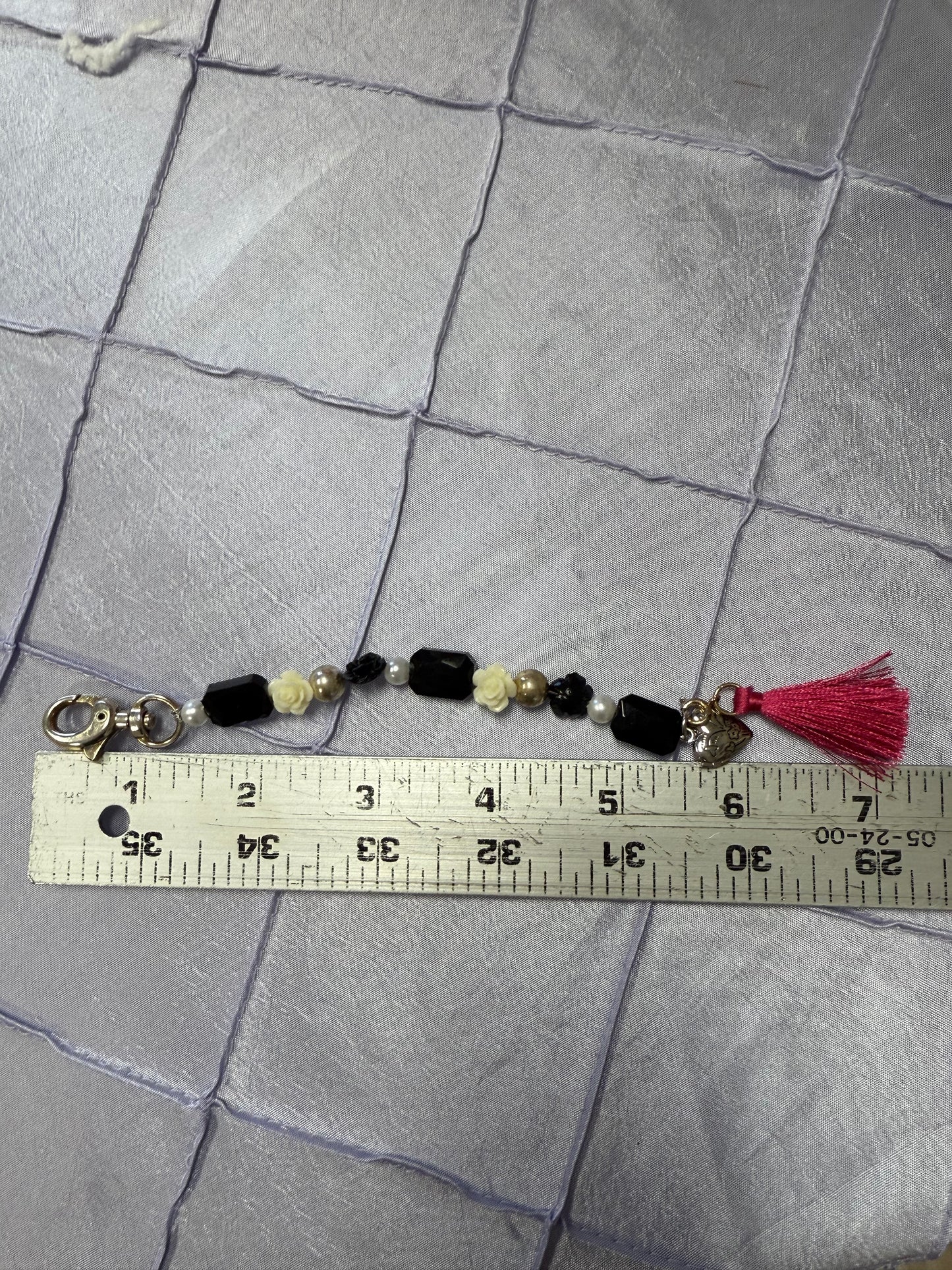 Black, white, hot pink scissor fob